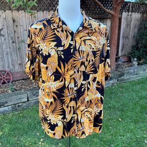 Panama Jack Shirt Tiki Luau Aloha Hawaiian Beer Cocktails Parrots Men's XL
